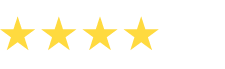 A row of four yellow stars on a white background.