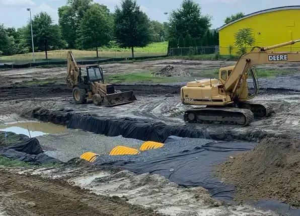 complex drainage and sewer line installation