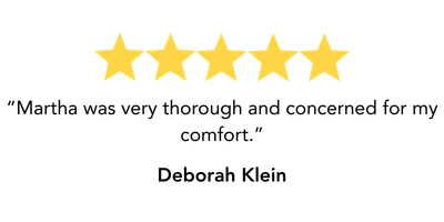 A five-star rating followed by the review: 