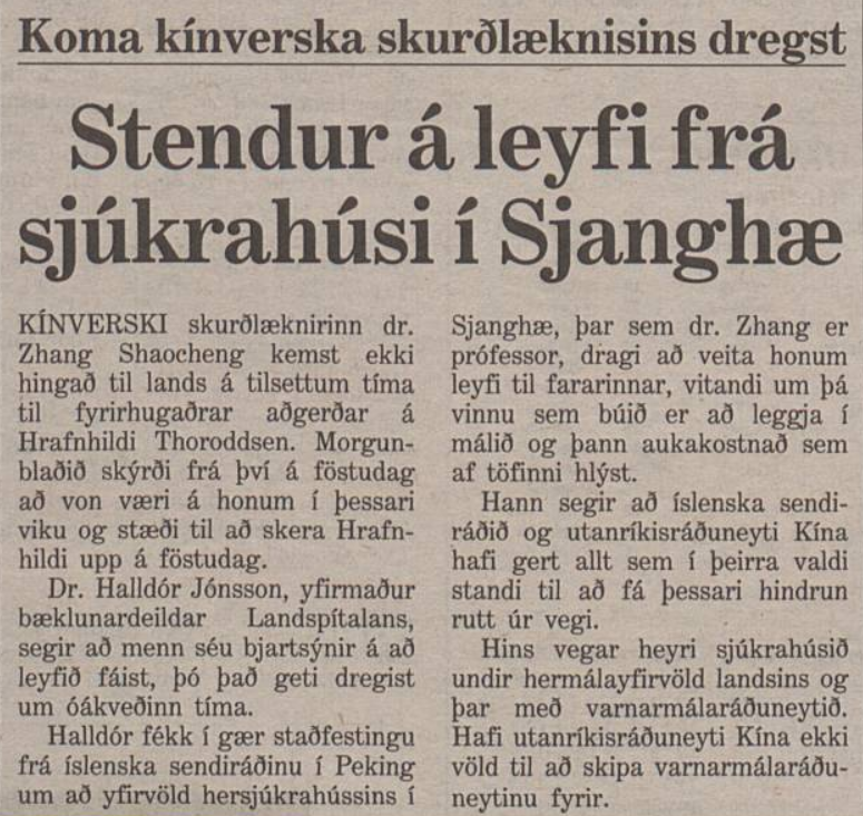 Stendur á leyfi frá sjúkrahúsi í Sjanghæ