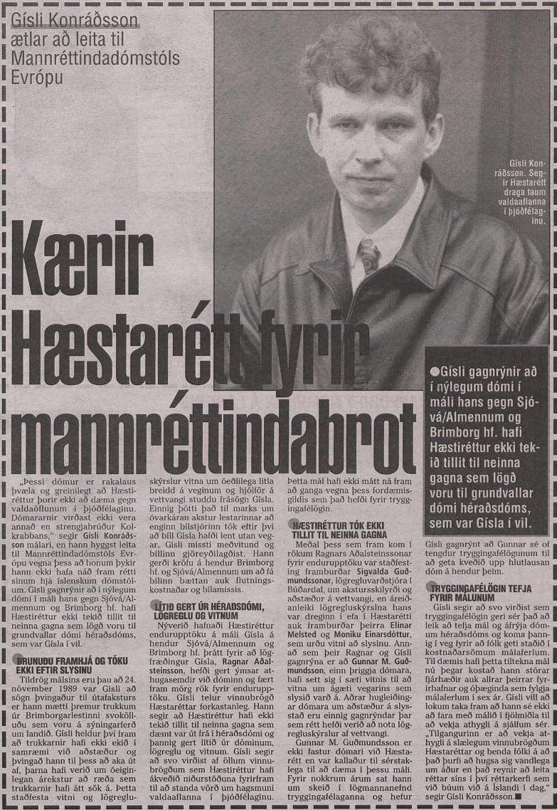 Kærir Hæstarétt fyrir mannréttindabrot