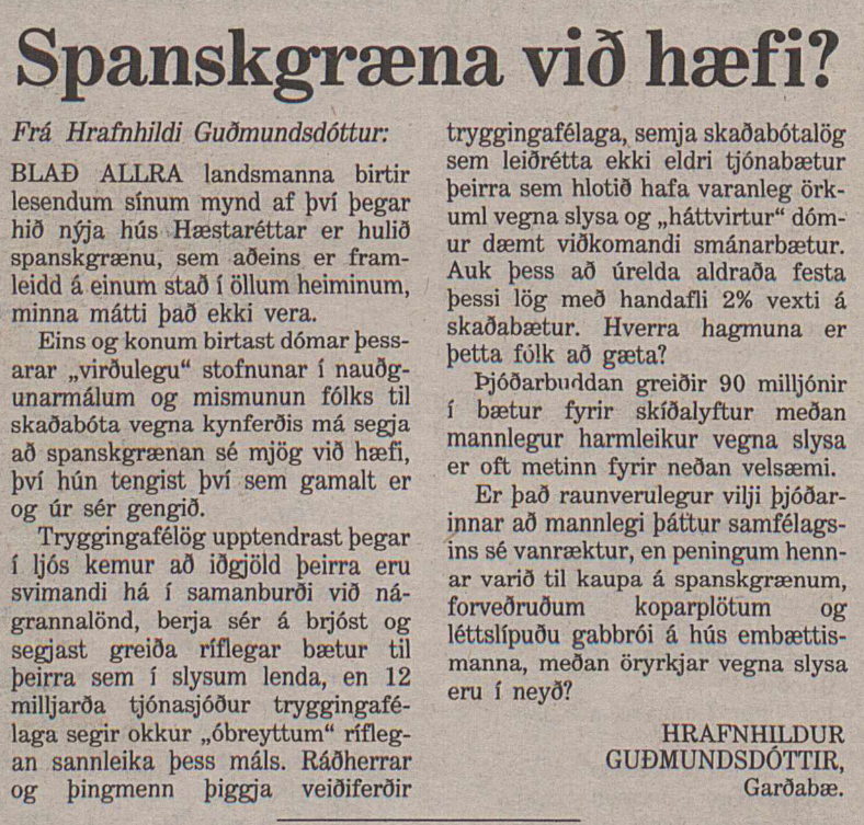 Spánskgræna við hæfi?