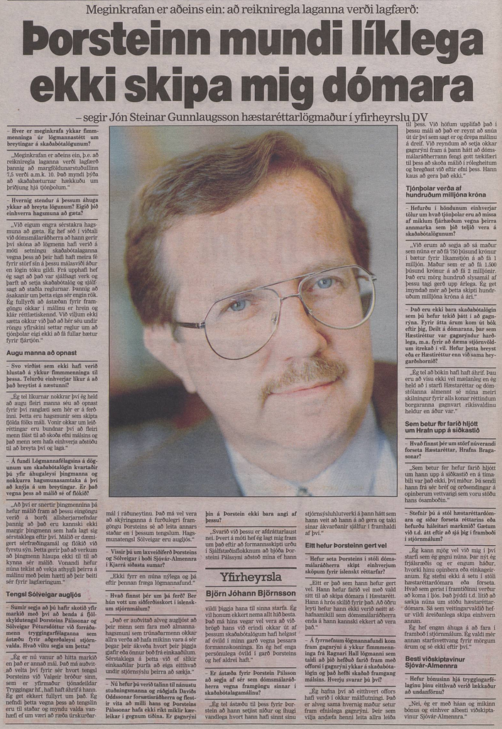 Þorsteinn mundi líklega ekki skipa mig dómara