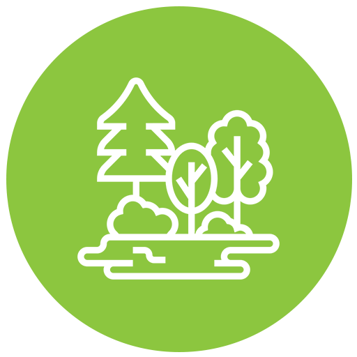 Forest icon in white on a green circle.