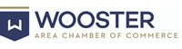 Wooster Area Chamber of Commerce logo with blue shield and wordmark.