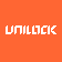 Orange background with white text: UNILOCK.