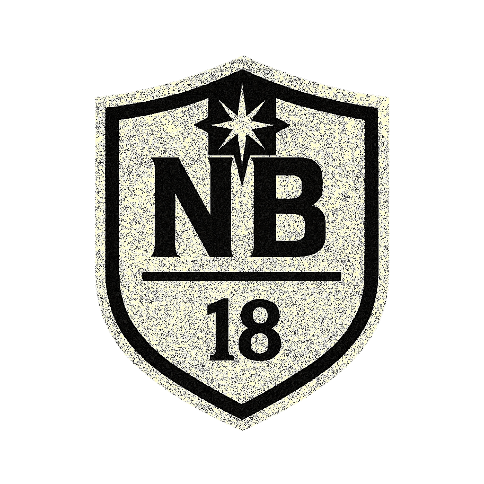 Shield logo: Black letters