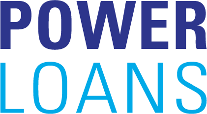Power Loans logo in blue and light blue text