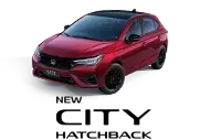 Um honda city hatchback azul é mostrado em um fundo branco.