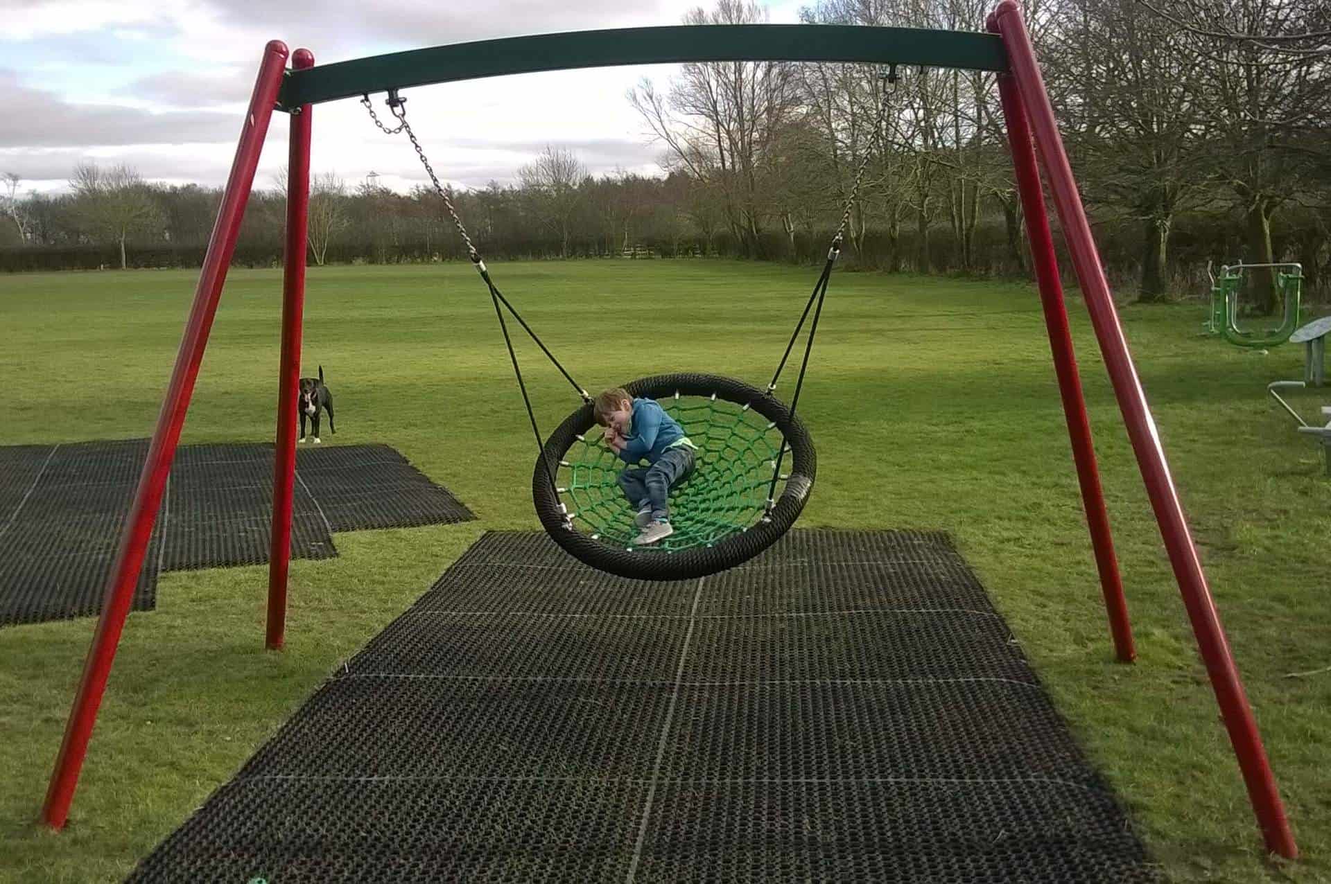Playground Swing on Rubber Matting