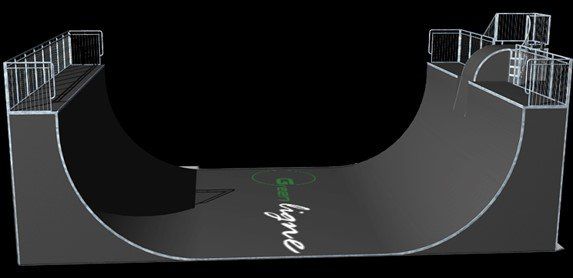 competitor pipe with channel & roll-in skatepark equipment