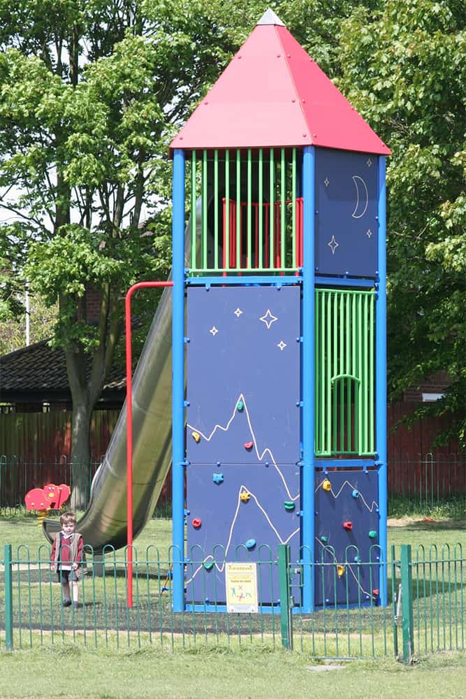 blue rocket tower