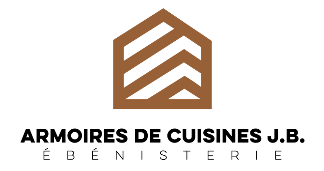 Logo: brown house-shaped symbol with striped detail, text