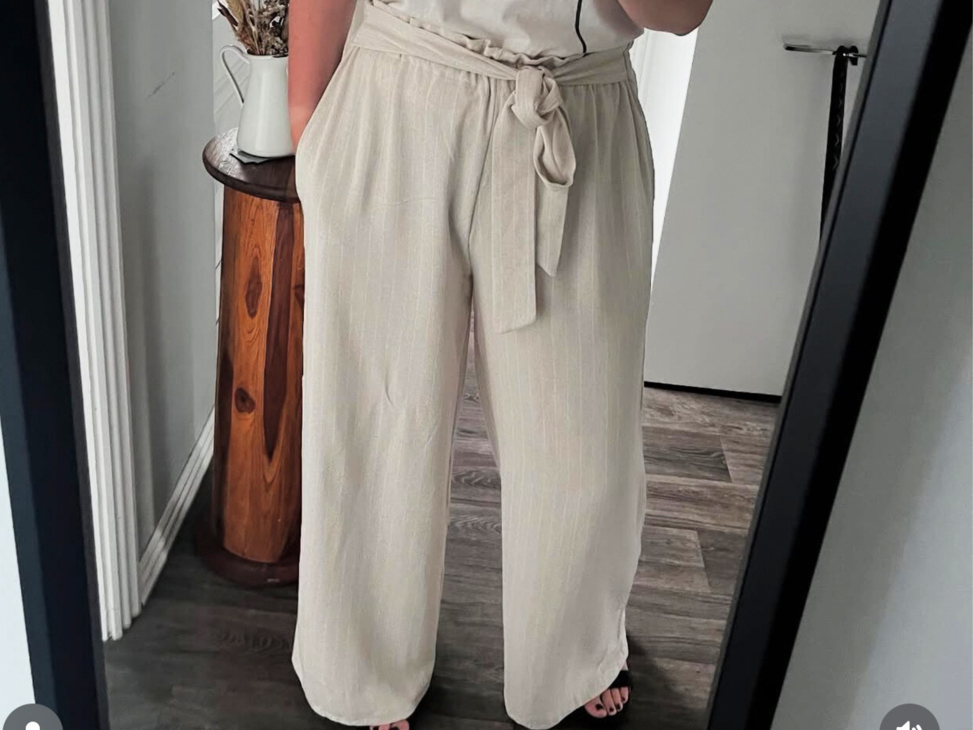 lady wearing the Grace Trouser that she made using the pattern sold in this shop
