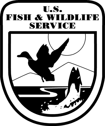A black and white logo for the u.s. fish and wildlife service.