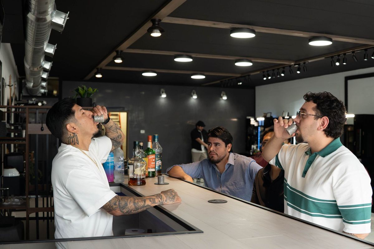 The bar inside Goodfellas Barbershop