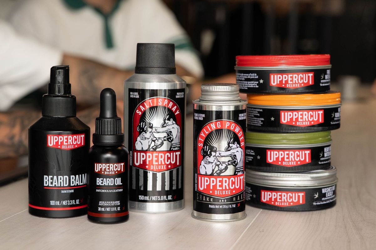 Uppercut Deluxe grooming products for sale at Goodfellas Barbershop