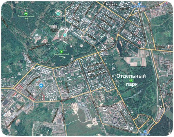 Карта Отдельного парка