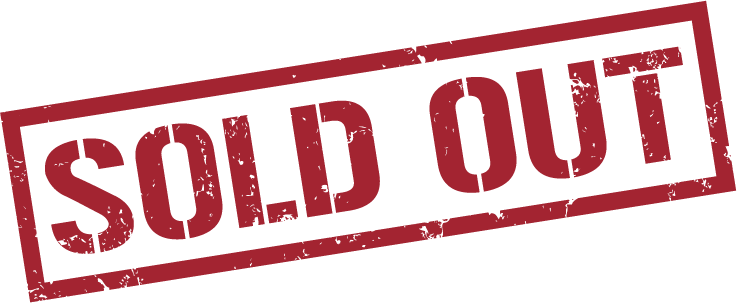 A red stamp that says sold out on a white background.