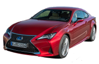 A red lexus rc coupe is shown on a white background.