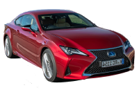 A red lexus rc is shown on a white background.