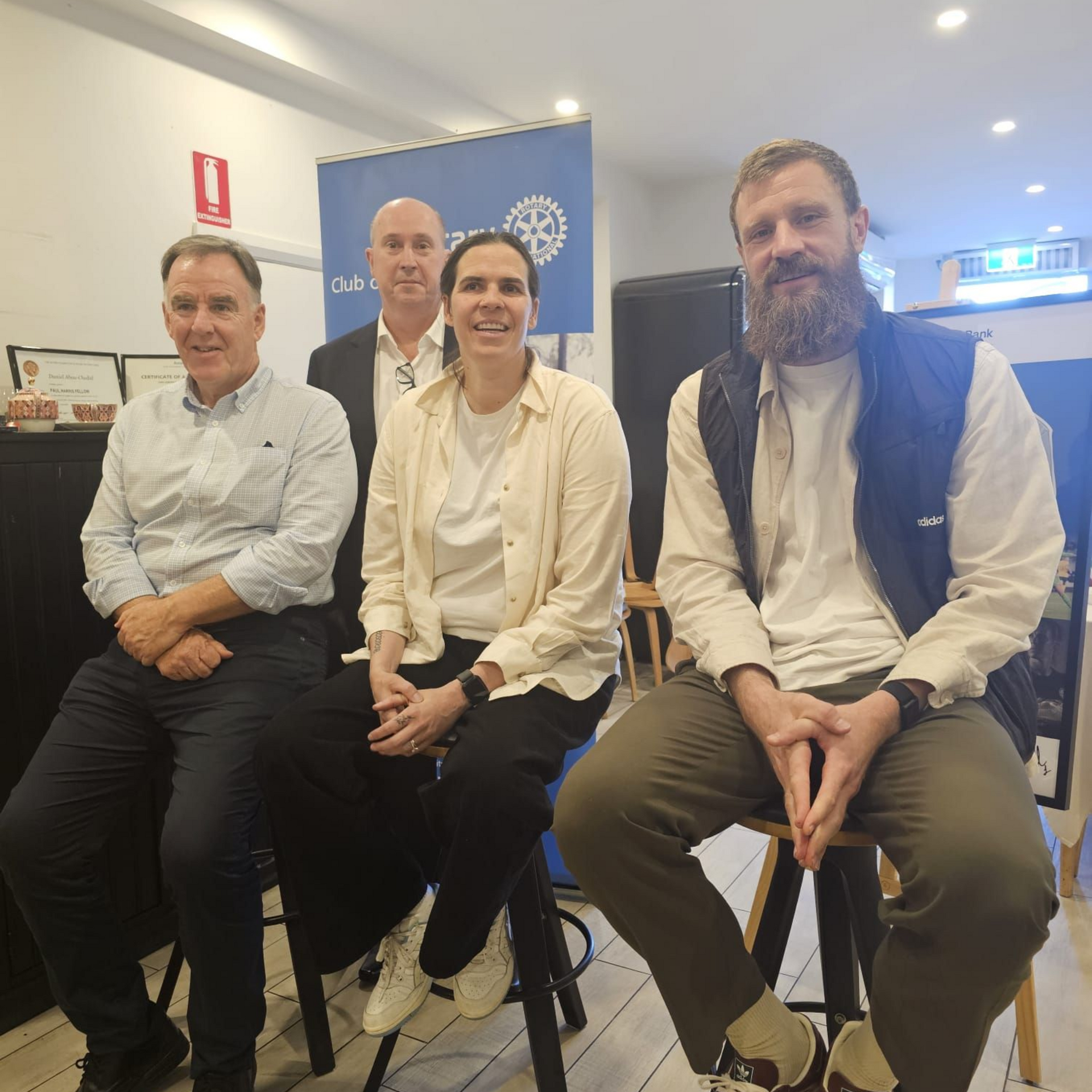 Laurie McKinna, Lydia Williams and Andrew Redmayne with Michael McQuade