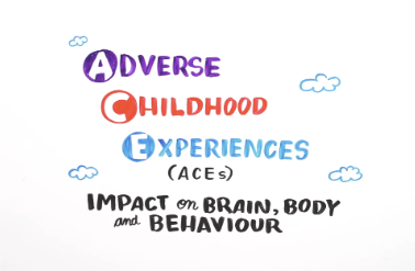 Text graphic: “Adverse Childhood Experiences (ACEs) impact the brain, body and behaviour.”