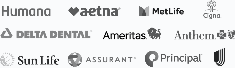 A set of logos for insurance companies including humana aetna metlife and sun life