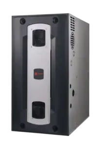 Black and silver computer tower case with front vents and drive bays