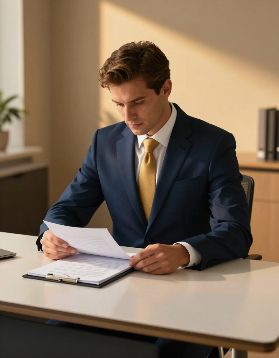Licensed commercial underwriter reviewing film production loan documents at BFG Holding PLLC