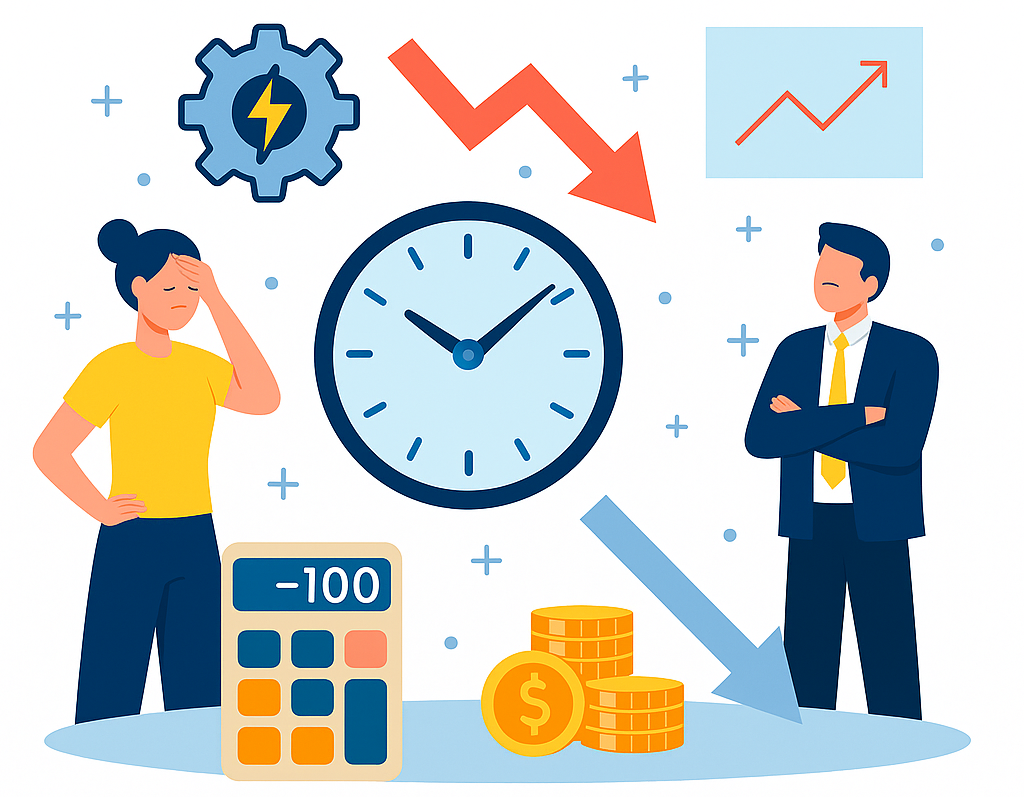 Rappresentazione delle inefficienze nei processi aziendali che riducono produttività e performance o