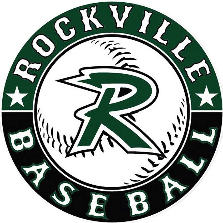 Rockville Baseball green-and-black circular team logo with a large stylized R in the center