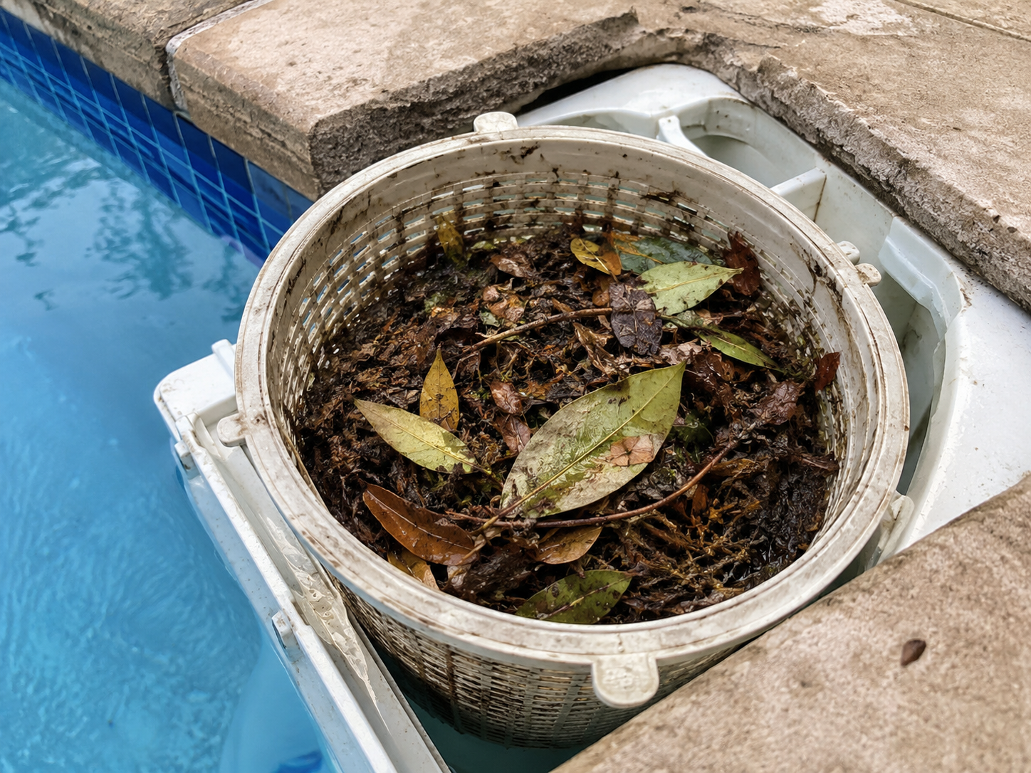 clogged skimmer basket causing pool maintenance problems