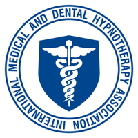 Blue circular logo for the International Medical and Dental Hypnotherapy Association with caduceus symbol Blue circular logo for the International Medical and Dental Hypnotherapy Association with caduceus symbol