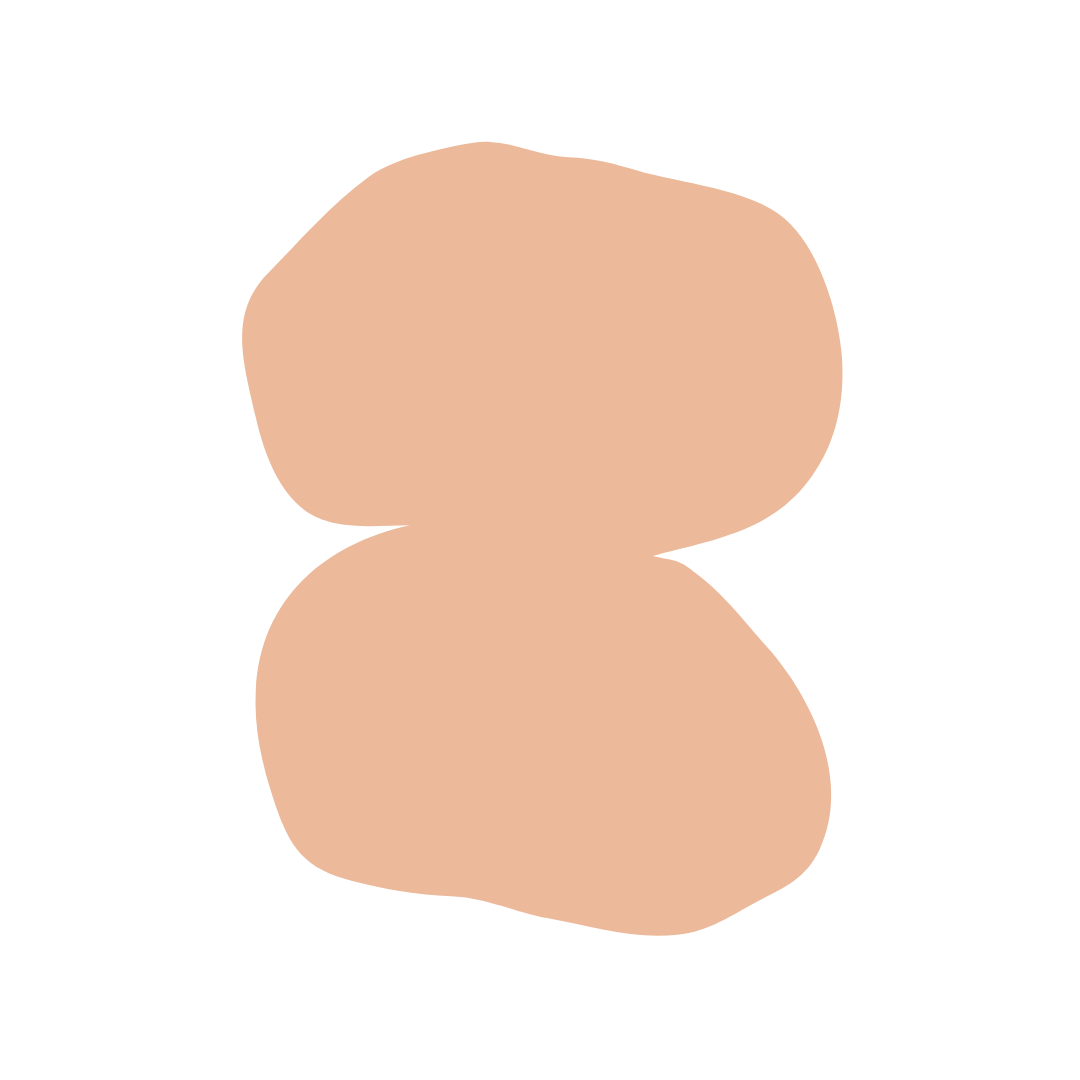 Two stacked peach-colored rounded blobs on a white background