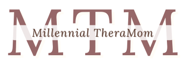 Millennial TheraMom logo with large mauve &ldquo;MTM&rdquo; letters and black script text