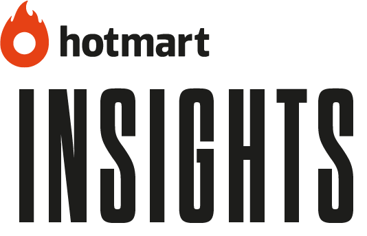 Um logotipo para o hotmart insights é mostrado em um fundo branco
