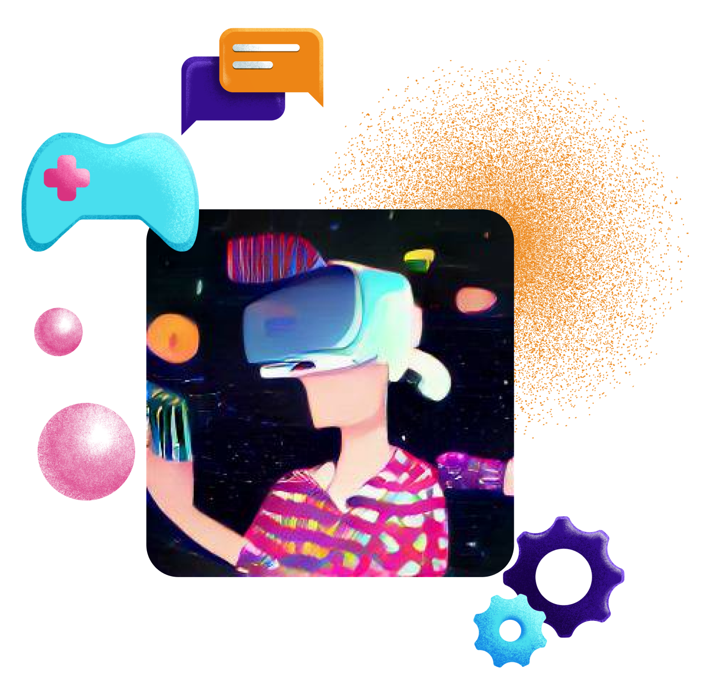 Uma pessoa usando um fone de ouvido de realidade virtual está jogando um videogame.