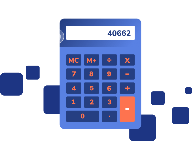 Uma calculadora azul com o número 40662 nela.