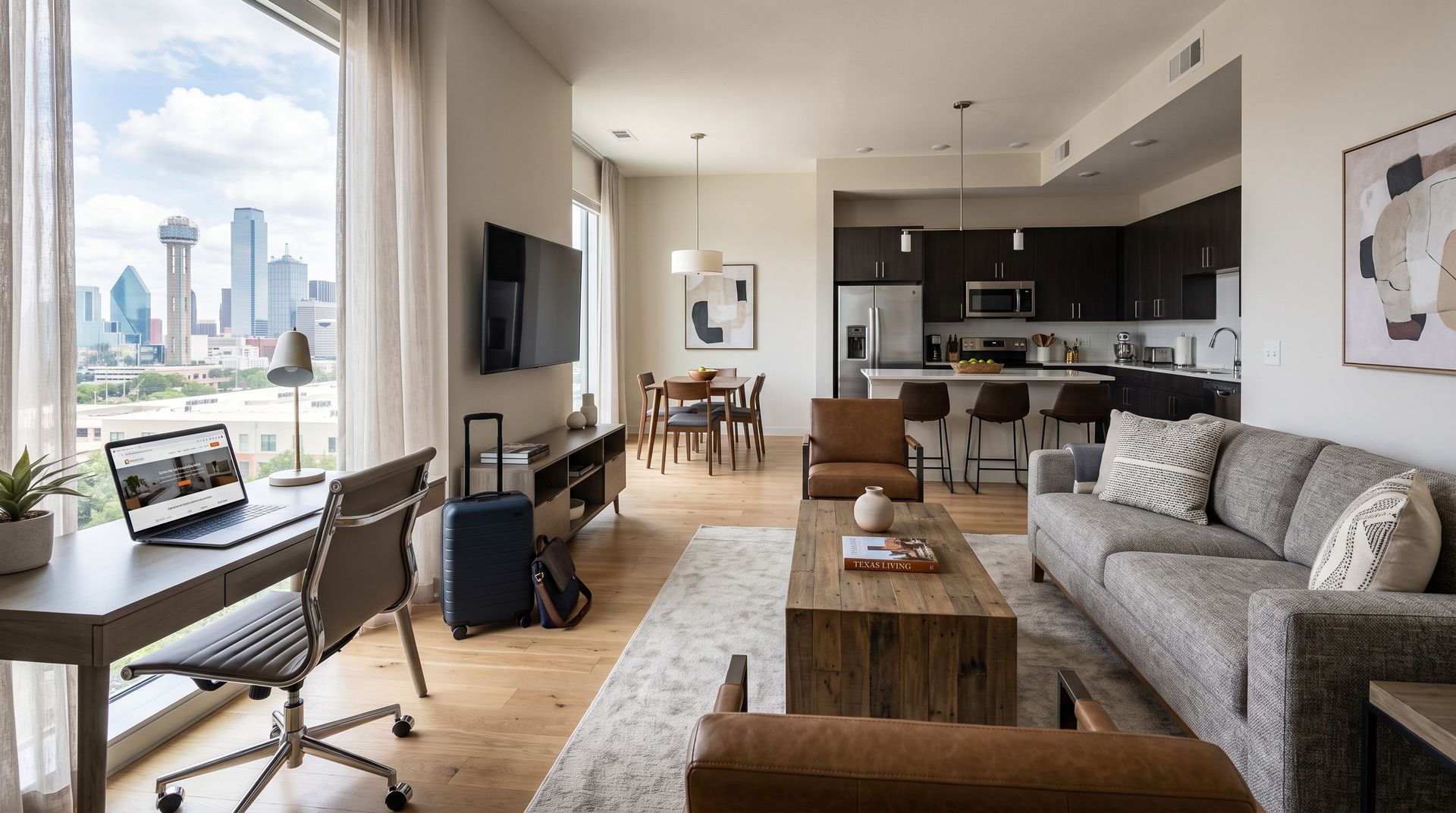 Corporate furnished housing in Texas with modern living space
