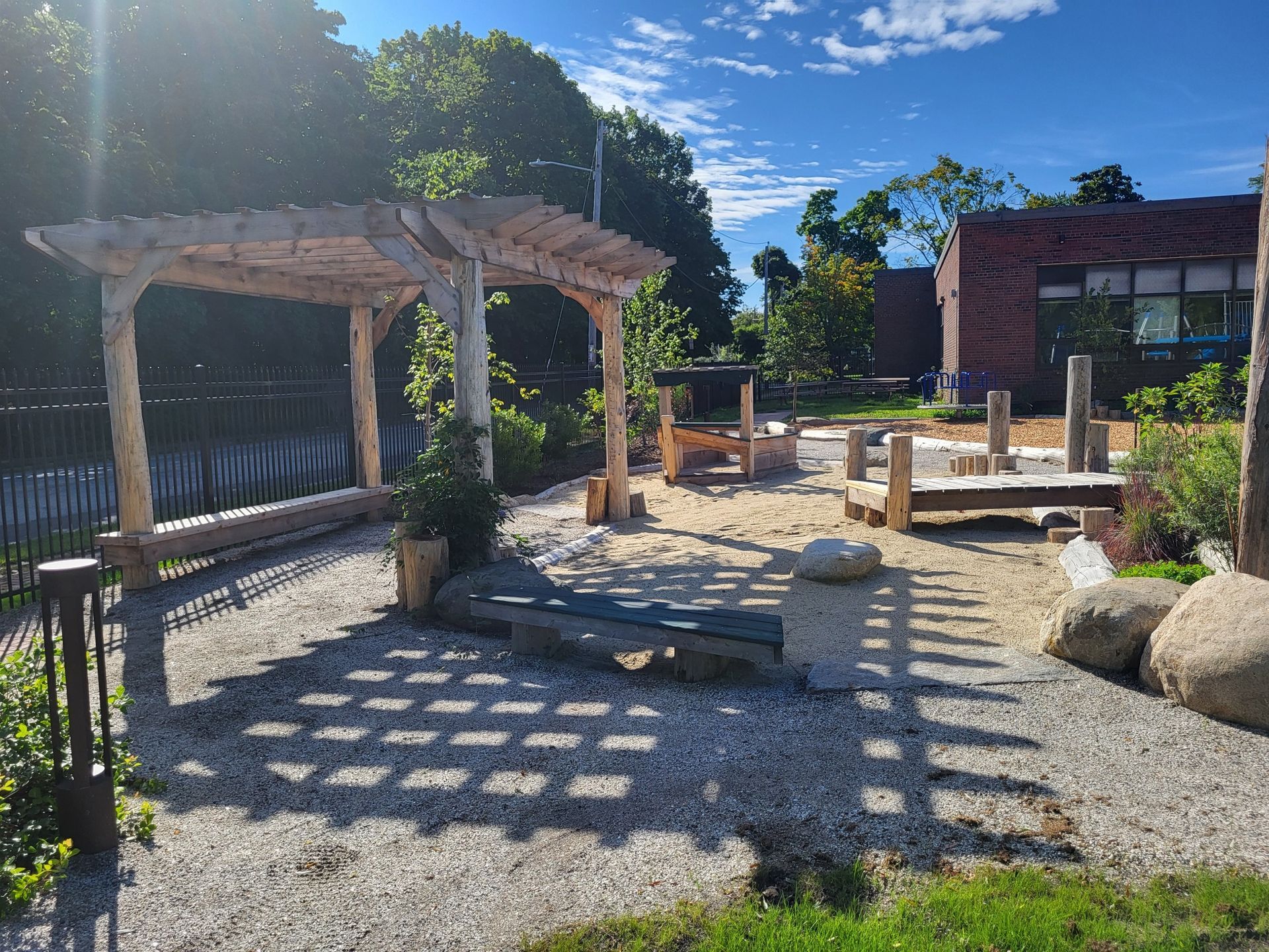 Sandpit and sunshade in Shalom Community Park
