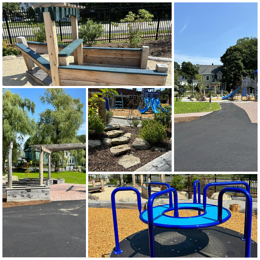 Photo collage of Shalom Community Park play structures