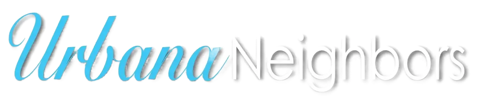 Urban Neighbors logo in light blue and gray script on a white background