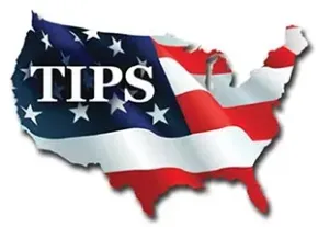 U.S. map with flag colors and the word “TIPS” overlaid