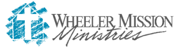 A logo for wheeler mission ministries with a cross on it