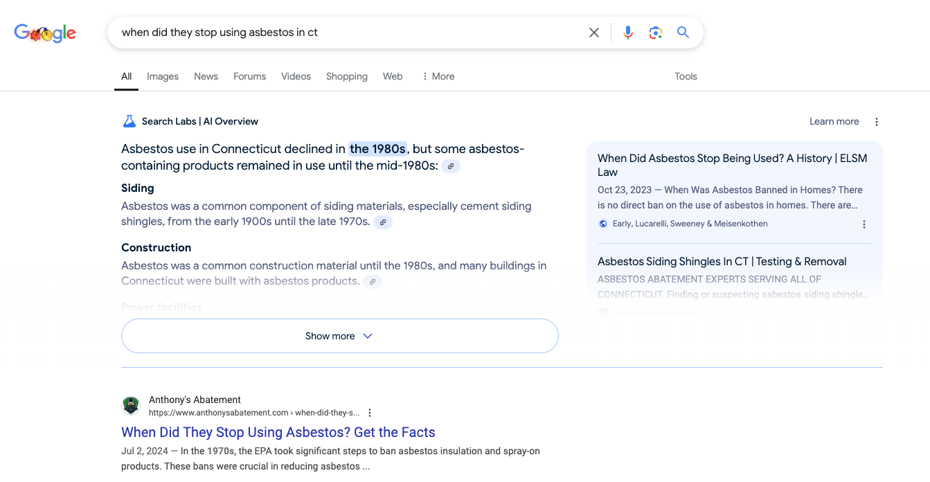 our client is in the AI overview and the #1 organic result