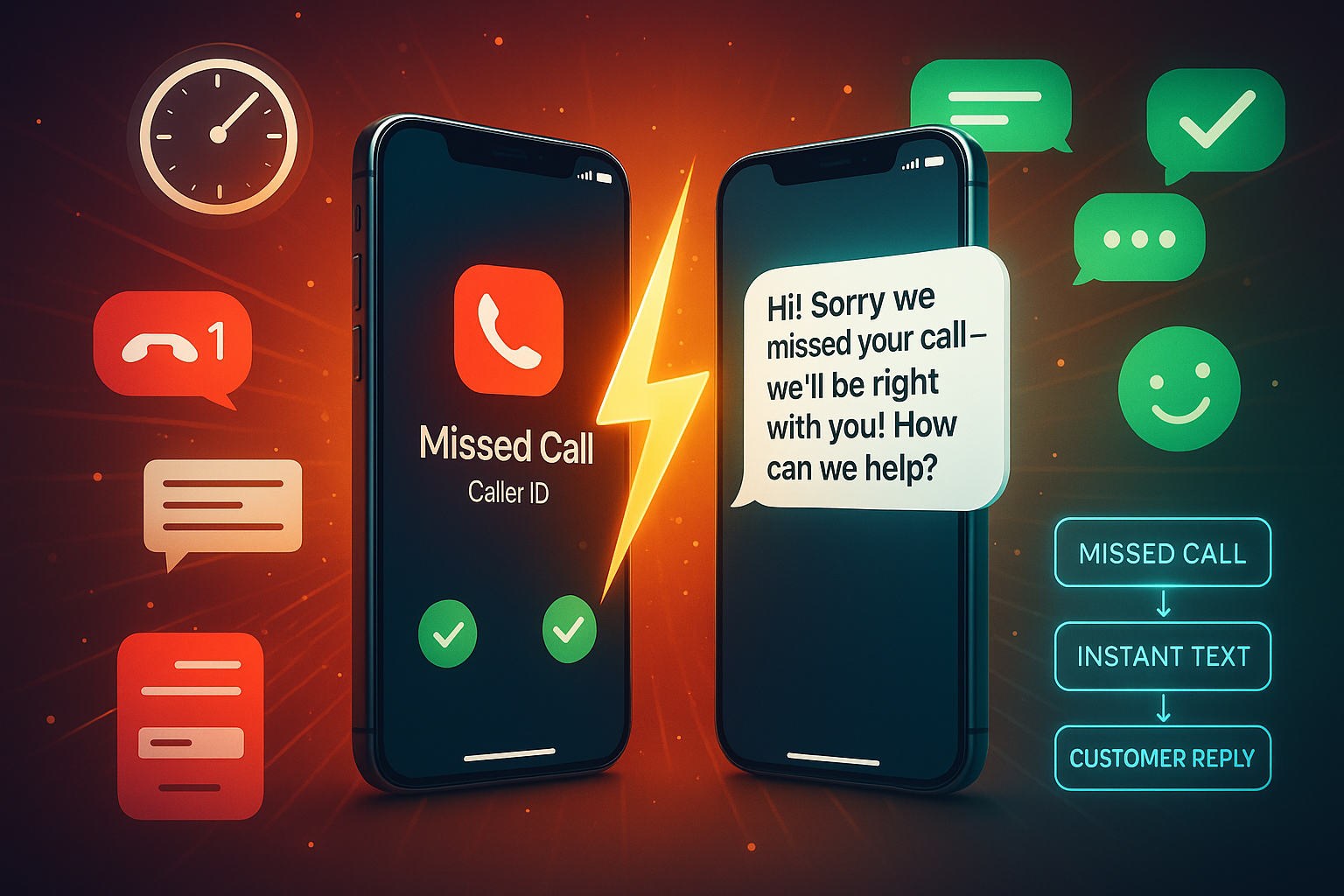 This image powerfully captures the magic of Missed Call Text Back, showcasing:
? Missed Call Detected — instantly triggered the moment a call goes unanswered
⚡ Instant Automated SMS — a personalized text fires back in seconds, keeping the lead warm
? Conversation Continues — turning a missed call into an active text conversation
? Appointment Booking — converting recovered leads directly into booked meetings
✅ Zero Lost Leads — every missed call becomes a new opportunity, not a lost one
? Automated Workflow — seamless trigger: Missed Call → Text Back → Reply → Booked!