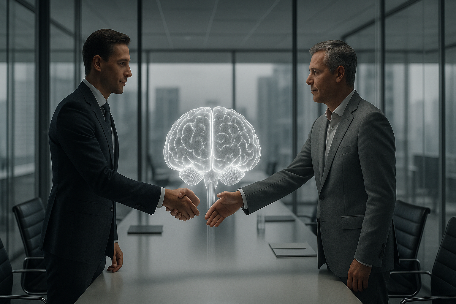 AI Agent and Business Owner shaking hands