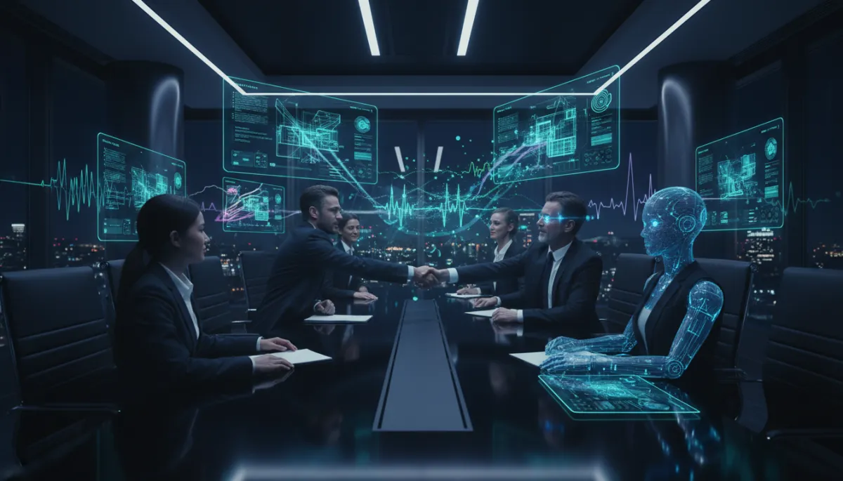 AI Agent and Business Owner shaking hands
