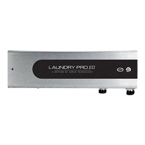 Silver rectangular laundry machine labeled “Laundry Pro 20” on a white background